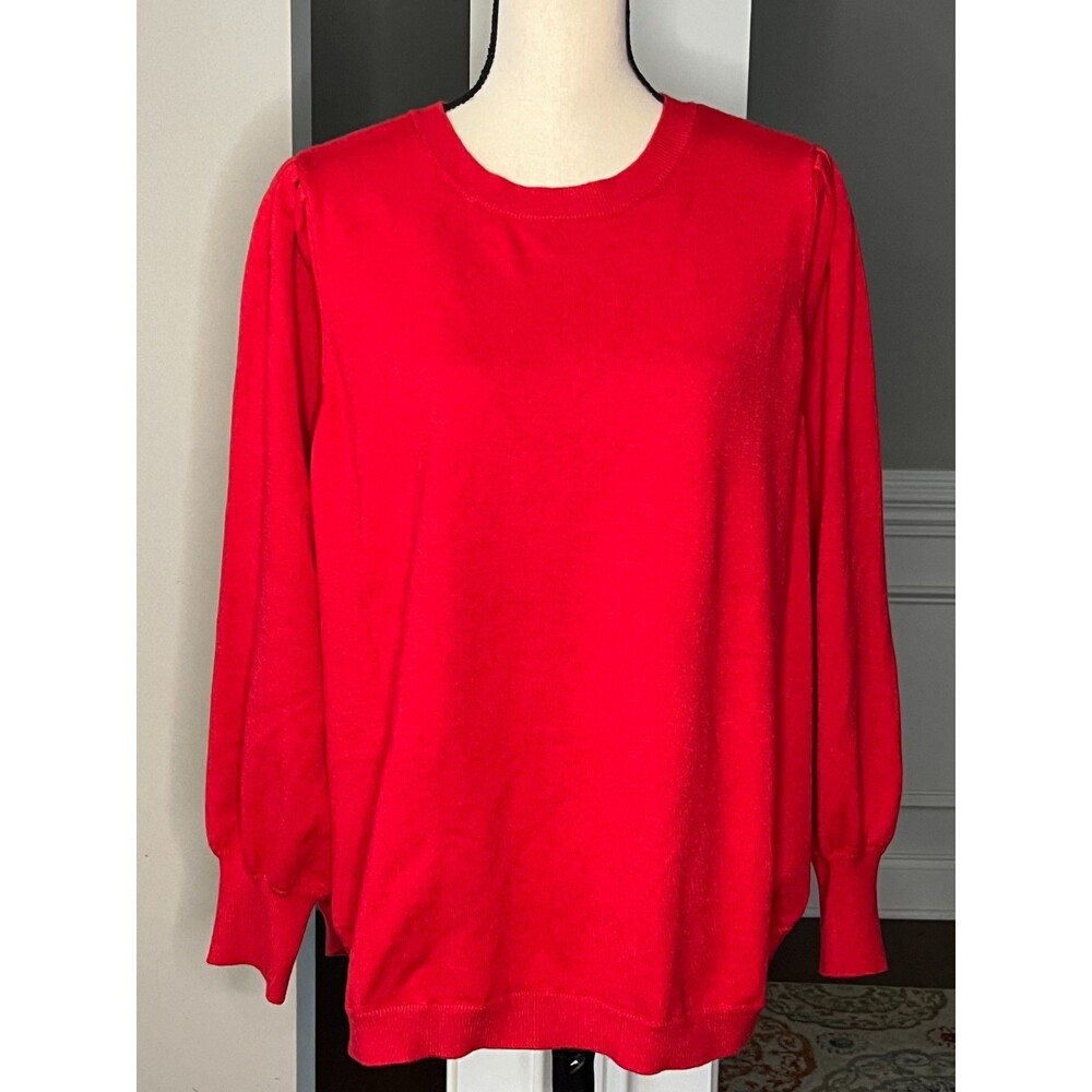 Crown & Ivy Long Sleeve Red Sweater with Pleated Detail Sz 2X
